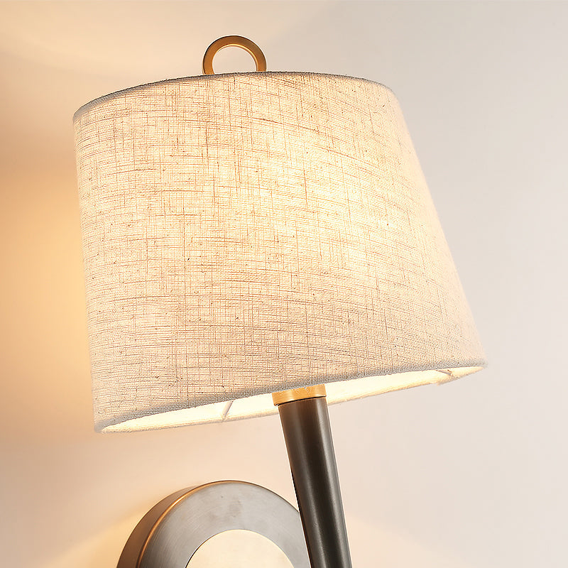Fabric Taper Wall Mounted Lamp Minimalism Black-Brass Wall Sconce Light for Corridor Clearhalo 'Cast Iron' 'Glass' 'Industrial' 'Modern wall lights' 'Modern' 'Tiffany' 'Traditional wall lights' 'Wall Lamps & Sconces' 'Wall Lights' Lighting' 2409314