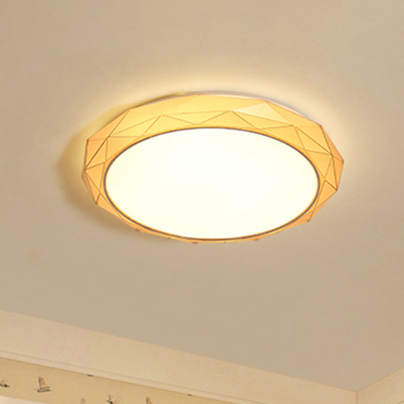 Diamond Flush Ceiling Light Nordic Acrylic Shade White/Pink/Blue LED Bedroom Ceiling Flush Mount in Warm/White, 16"/19.5" Dia Gold Warm Clearhalo 'Ceiling Lights' 'Close To Ceiling Lights' 'Close to ceiling' 'Flush mount' Lighting' 241078