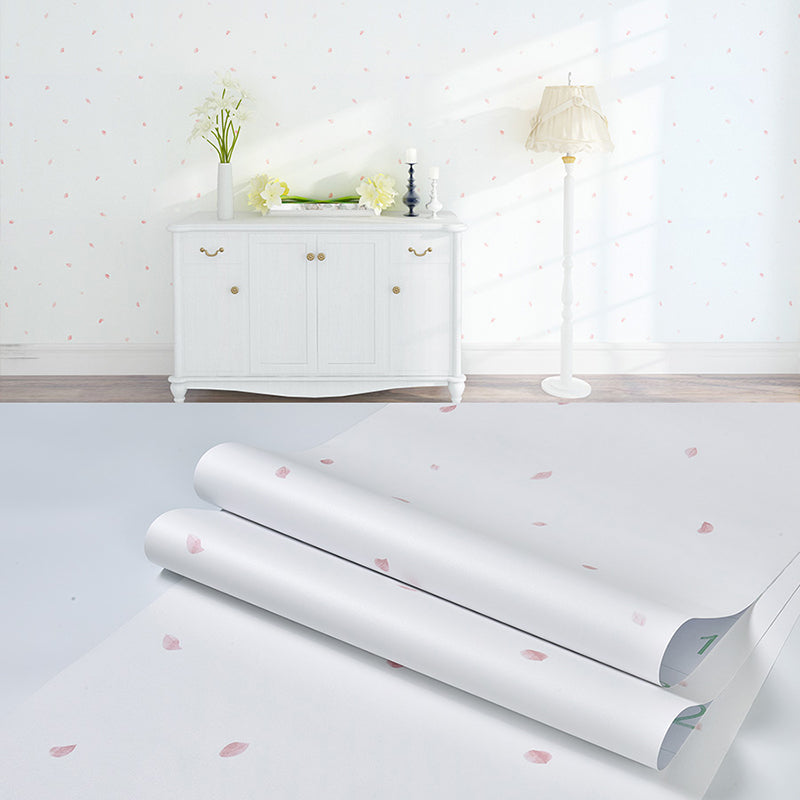 Plain Pattern Wallpaper Roll Simple Self-Adhesive Living Room Wall Covering, 57.1-sq ft Light Silver Wallpaper Roll Clearhalo 'Modern wall decor' 'Modern' 'Wallpaper' Wall Decor' 2412335