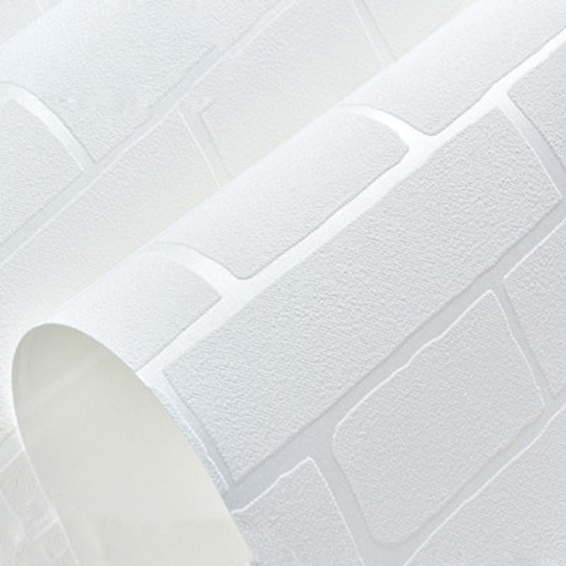 Multicolor Vinyl Wallpaper Roll Brick Pattern Moisture Resistant Wall Art, 57.1 sq-ft Textured White Wallpaper Roll Clearhalo 'Industrial wall decor' 'Industrial' 'Wallpaper' Wall Decor' 2412688