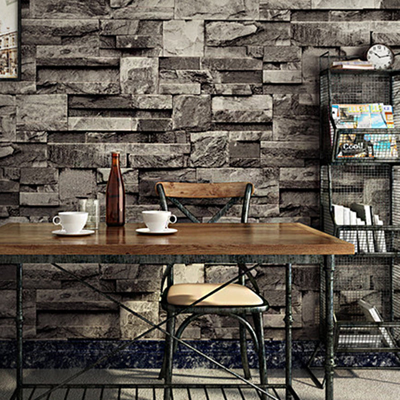 Unpasted Brick Print Wallpaper Roll Industrial Style PVC Wall Art, 33' L x 20.5" W Cream Gray Wallpaper Roll Clearhalo 'Industrial wall decor' 'Industrial' 'Wallpaper' Wall Decor' 2412748