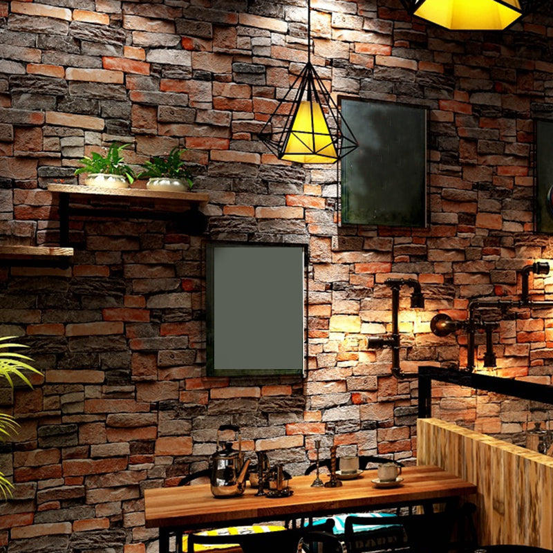 Unpasted Brick Print Wallpaper Roll Industrial Style PVC Wall Art, 33' L x 20.5" W Clearhalo 'Industrial wall decor' 'Industrial' 'Wallpaper' Wall Decor' 2412749