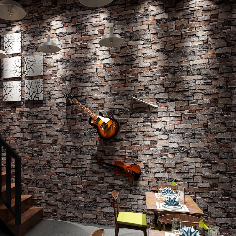 Water Resistant Brick Patterned Wallpaper Roll PVC Industrial Wall Decor for Restaurant Light Gray Wallpaper Roll Clearhalo 'Industrial wall decor' 'Industrial' 'Wallpaper' Wall Decor' 2412785