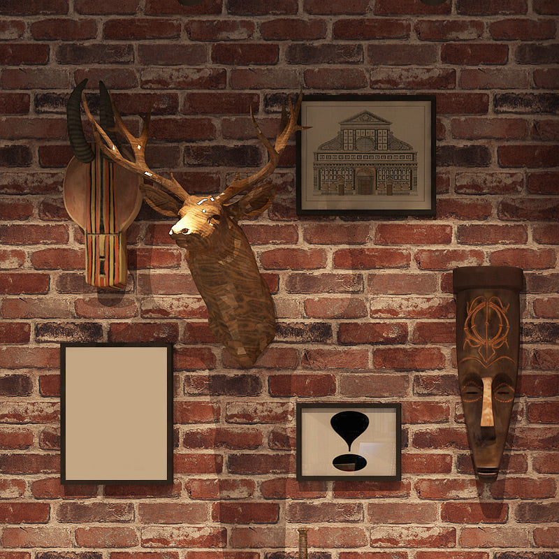Water Resistant Brick Patterned Wallpaper Roll PVC Industrial Wall Decor for Restaurant Red Brown Wallpaper Roll Clearhalo 'Industrial wall decor' 'Industrial' 'Wallpaper' Wall Decor' 2412796