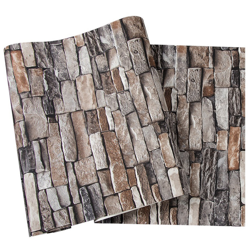 Waterproof Brick Effect Wallpaper Roll Non-Woven Industrial Wall Decor for Coffeeshop Brown Wallpaper Roll Clearhalo 'Industrial wall decor' 'Industrial' 'Wallpaper' Wall Decor' 2412853