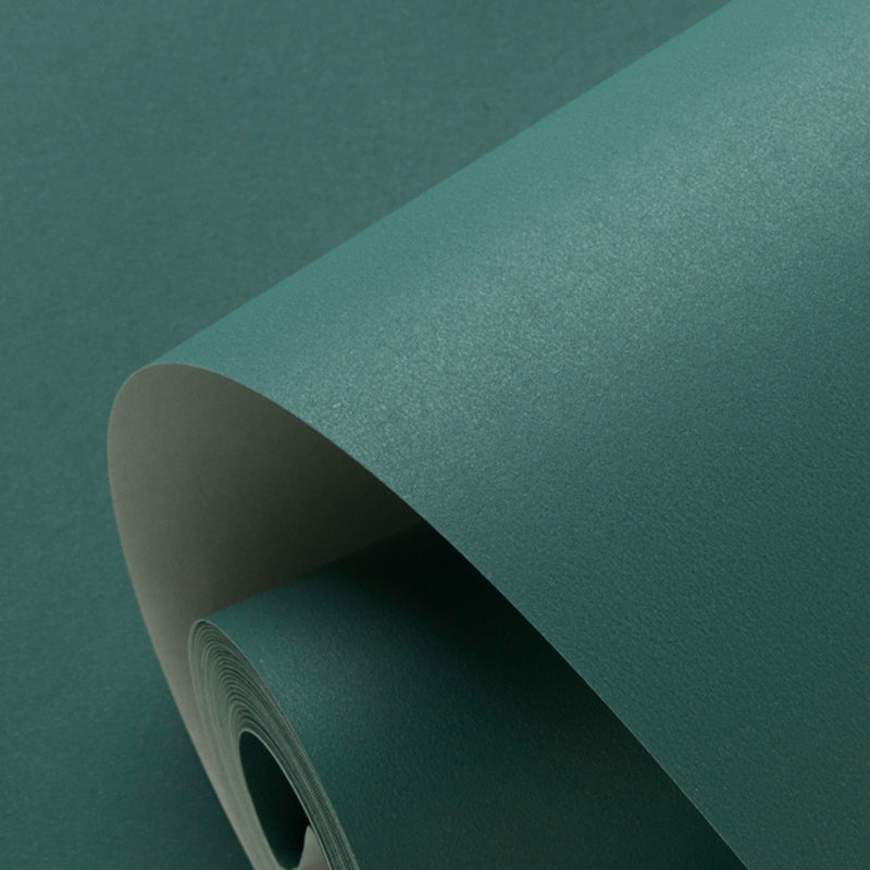 Minimalist Style Wallpaper Roll Pastel Color Plain Wall Covering, 33' L x 20.5" W Peacock Green Wallpaper Roll Clearhalo 'Modern wall decor' 'Modern' 'Wallpaper' Wall Decor' 2413279