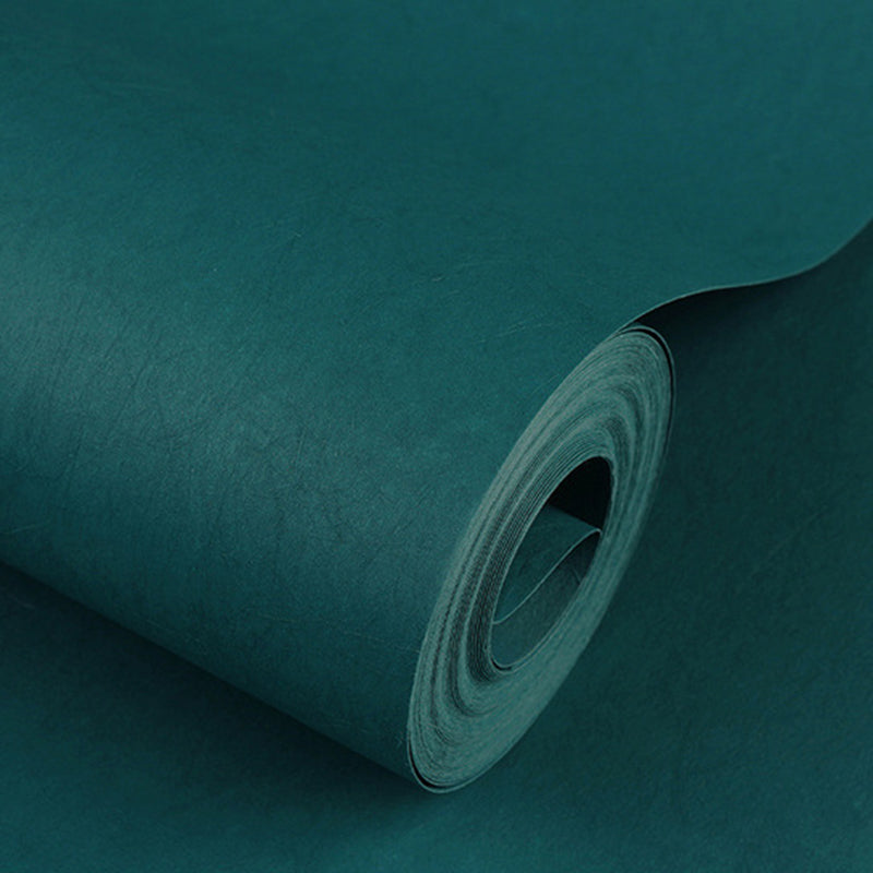 Solid Color Pattern Wallpaper Roll Unpasted Simple Style Bedroom Wall Art, 54.2-sq ft Peacock Green Wallpaper Roll Clearhalo 'Modern wall decor' 'Modern' 'Wallpaper' Wall Decor' 2413318