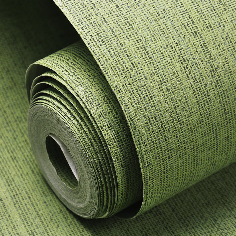 Nordic Soft Color Non-Woven Wallpaper Roll Textured Solid Unpasted Wall Covering Olive Green Wallpaper Roll Clearhalo 'Modern wall decor' 'Modern' 'Wallpaper' Wall Decor' 2413365