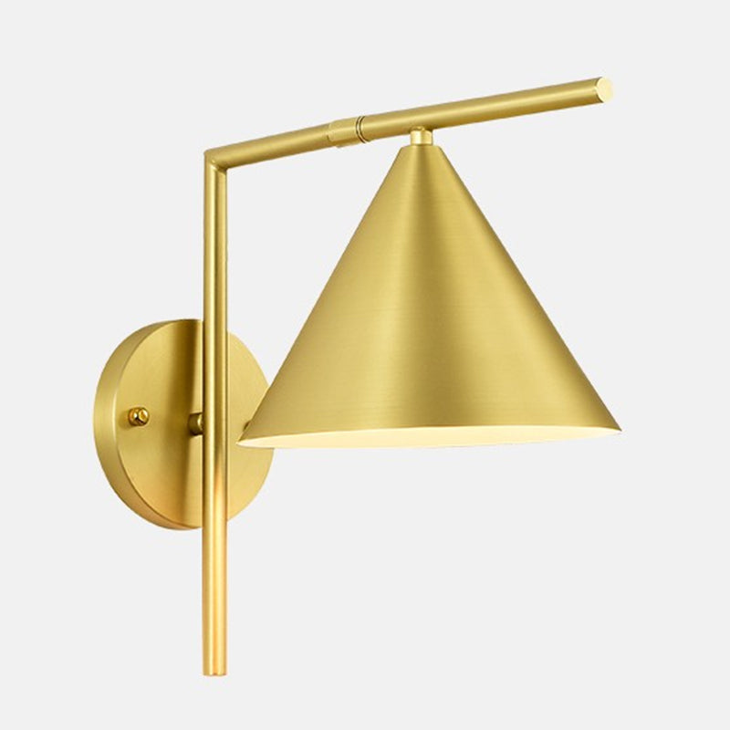 Conical Metal Wall Lighting Contemporary 1 Light Black/White/Gold Sconce Light Fixture over Table, 8" W Clearhalo 'Cast Iron' 'Glass' 'Industrial' 'Modern wall lights' 'Modern' 'Tiffany' 'Traditional wall lights' 'Wall Lamps & Sconces' 'Wall Lights' Lighting' 2413794