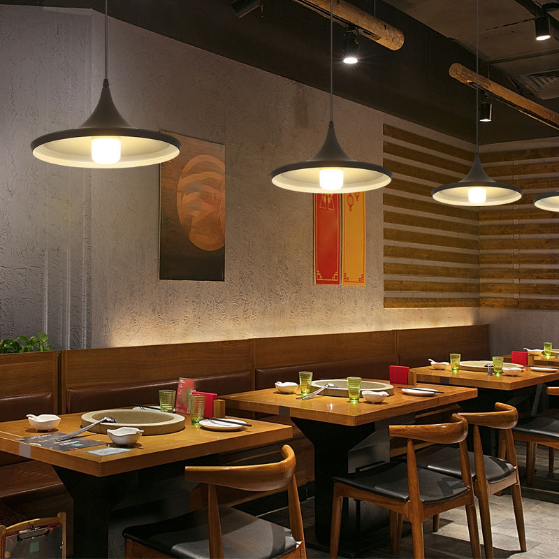 Nordic Style Shaded Pendant Light 1-Light Metallic Suspension Light Fixture in Black Black Barn Clearhalo 'Art Deco Pendants' 'Black' 'Cast Iron' 'Ceiling Lights' 'Ceramic' 'Crystal' 'Industrial Pendants' 'Industrial' 'Metal' 'Middle Century Pendants' 'Pendant Lights' 'Pendants' 'Rustic Pendants' 'Tiffany' Lighting' 2415113