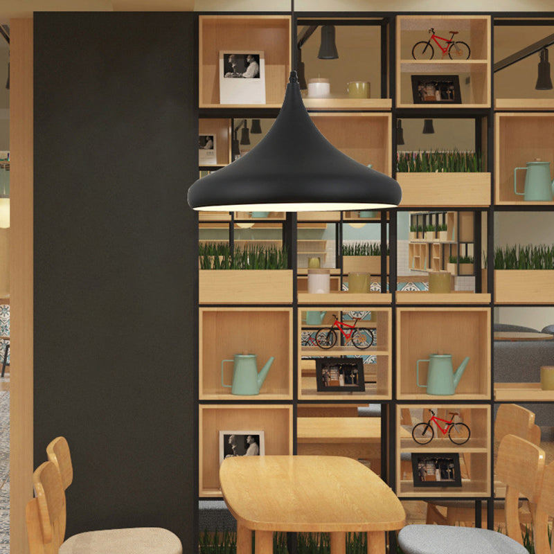 Nordic Style Shaded Pendant Light 1-Light Metallic Suspension Light Fixture in Black Black Trumpet Clearhalo 'Art Deco Pendants' 'Black' 'Cast Iron' 'Ceiling Lights' 'Ceramic' 'Crystal' 'Industrial Pendants' 'Industrial' 'Metal' 'Middle Century Pendants' 'Pendant Lights' 'Pendants' 'Rustic Pendants' 'Tiffany' Lighting' 2415115