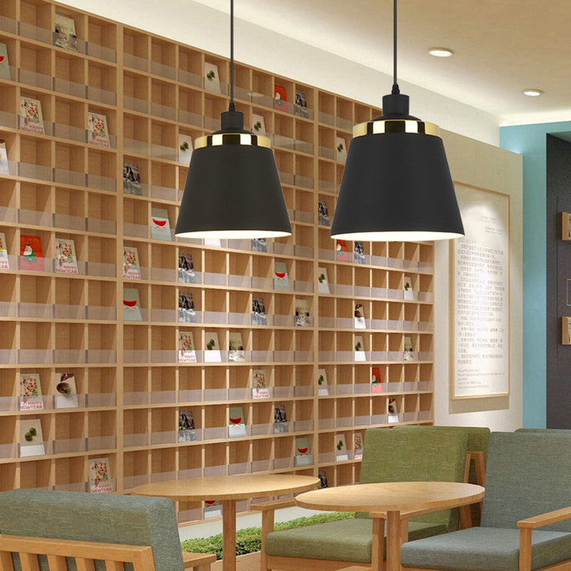 Nordic Style Shaded Pendant Light 1-Light Metallic Suspension Light Fixture in Black Black Cylinder Clearhalo 'Art Deco Pendants' 'Black' 'Cast Iron' 'Ceiling Lights' 'Ceramic' 'Crystal' 'Industrial Pendants' 'Industrial' 'Metal' 'Middle Century Pendants' 'Pendant Lights' 'Pendants' 'Rustic Pendants' 'Tiffany' Lighting' 2415116