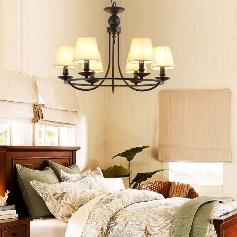 Conical Chandelier Country Style Fabric Pendant Lighting Fixture for Dining Room Clearhalo 'Ceiling Lights' 'Chandeliers' Lighting' options 2415456