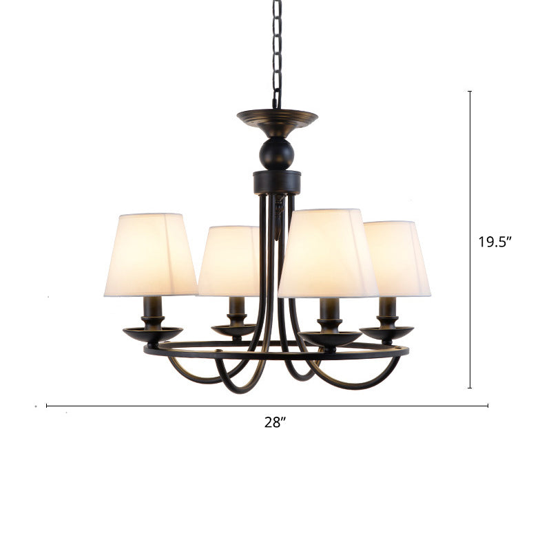 Conical Chandelier Country Style Fabric Pendant Lighting Fixture for Dining Room 4 White Clearhalo 'Ceiling Lights' 'Chandeliers' Lighting' options 2415462_169f6c44-ee7e-4b63-b477-3cb37c368858