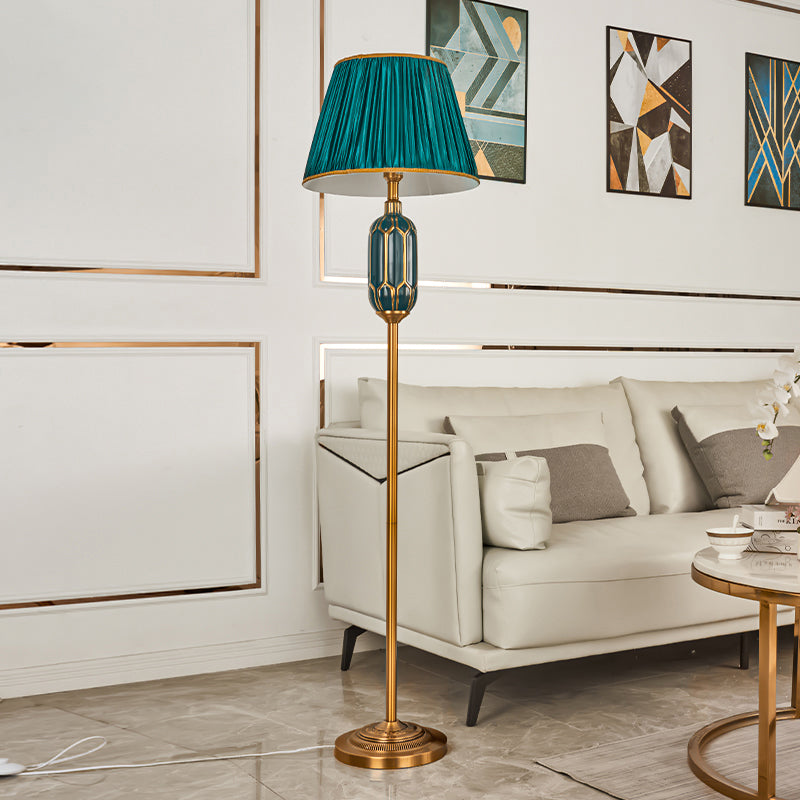 Empire Shade Living Room Floor Lamp Pleated Fabric Single Modern Floor Standing Light Clearhalo 'Floor Lamps' 'Lamps' Lighting' 2415503