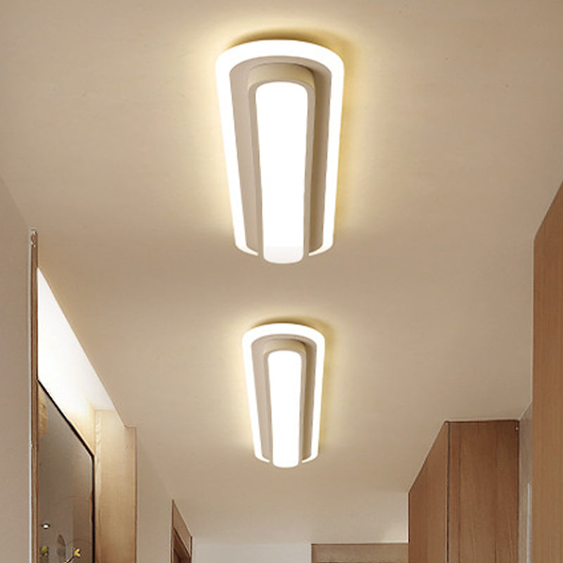 Oval Flush Ceiling Light Contemporary Metal LED Black/White Ceiling Light with Acrylic Diffuser in White/Warm Light, 19"/23"/31" Wide White Clearhalo 'Ceiling Lights' 'Close To Ceiling Lights' 'Close to ceiling' 'Flush mount' Lighting' 241558