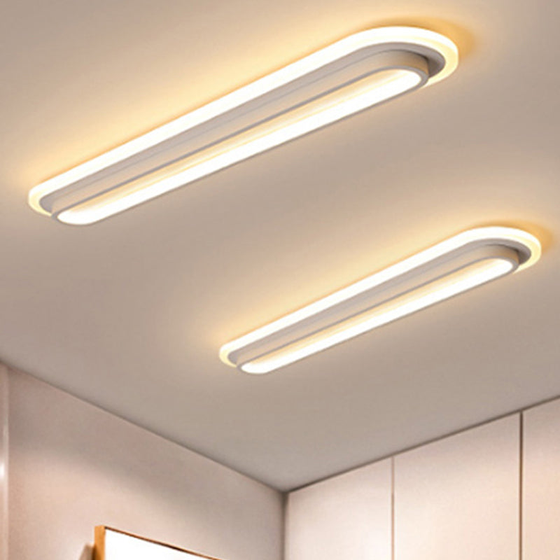 Oval Flush Ceiling Light Contemporary Metal LED Black/White Ceiling Light with Acrylic Diffuser in White/Warm Light, 19"/23"/31" Wide Clearhalo 'Ceiling Lights' 'Close To Ceiling Lights' 'Close to ceiling' 'Flush mount' Lighting' 241559