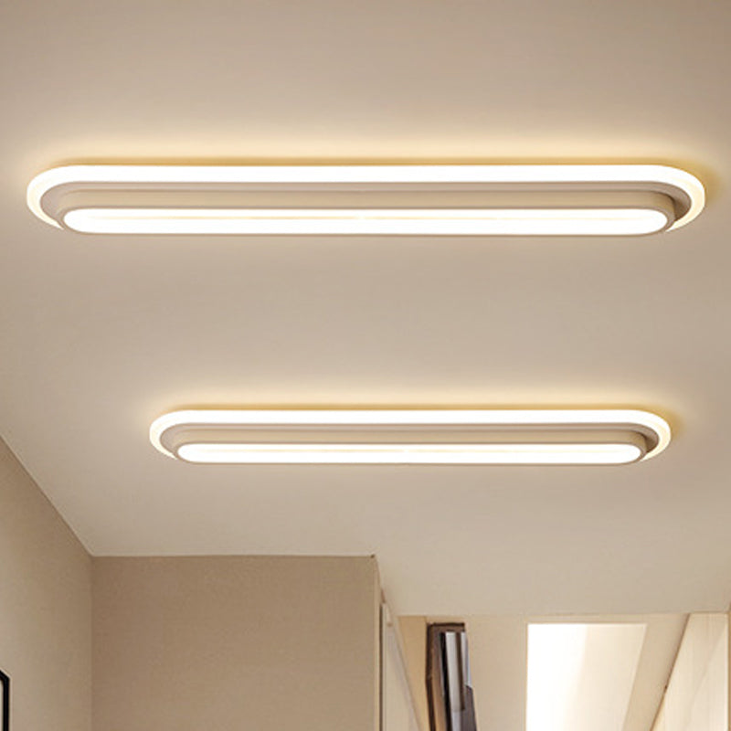 Oval Flush Ceiling Light Contemporary Metal LED Black/White Ceiling Light with Acrylic Diffuser in White/Warm Light, 19"/23"/31" Wide Clearhalo 'Ceiling Lights' 'Close To Ceiling Lights' 'Close to ceiling' 'Flush mount' Lighting' 241560