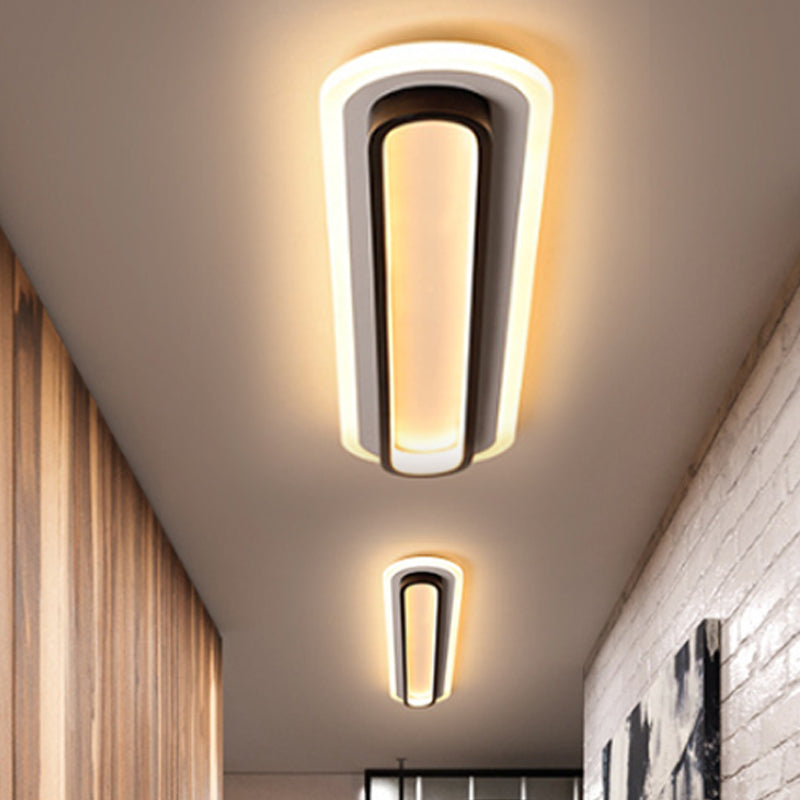 Oval Flush Ceiling Light Contemporary Metal LED Black/White Ceiling Light with Acrylic Diffuser in White/Warm Light, 19"/23"/31" Wide Black Warm Clearhalo 'Ceiling Lights' 'Close To Ceiling Lights' 'Close to ceiling' 'Flush mount' Lighting' 241562