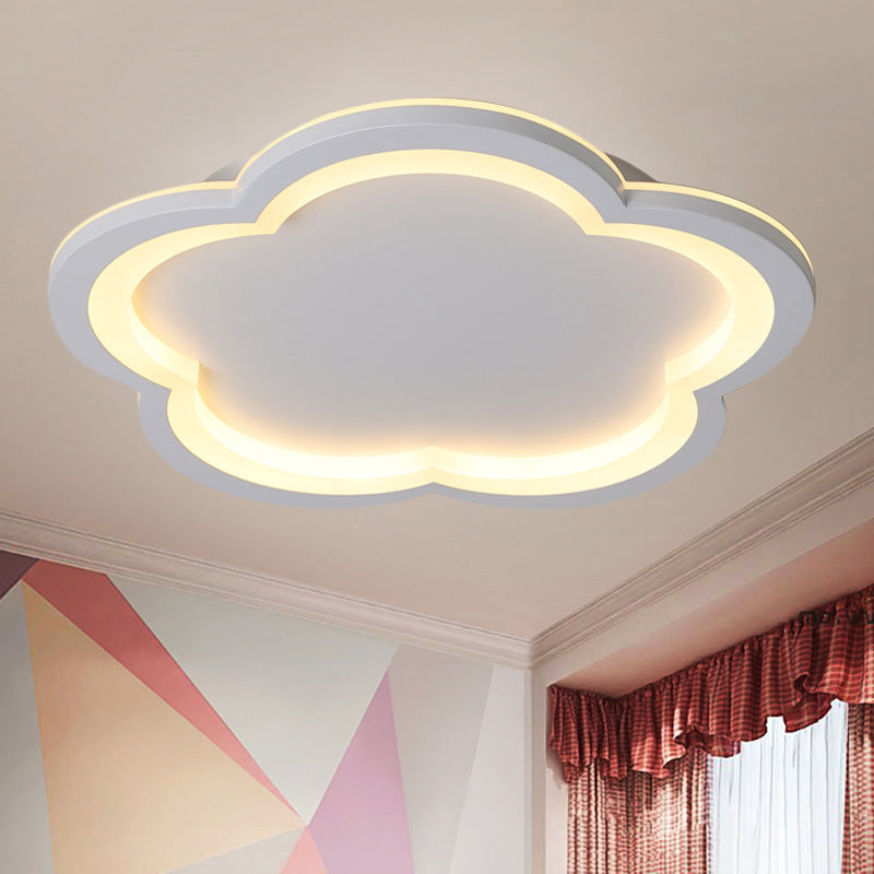 Flower Metal Flush Light Simplicity LED White/Gray Ceiling Light Fixture with Acrylic Diffuser in White/Warm Light, 10"/14.5"/19"/23.5" Wide Clearhalo 'Ceiling Lights' 'Close To Ceiling Lights' 'Close to ceiling' 'Flush mount' Lighting' 241666