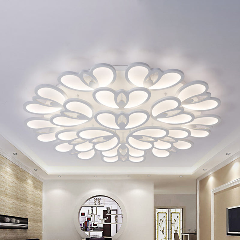 LED 9/12/18 Lights Living Room Flush Light with Buds Acrylic Shade White Ceiling Lamp in Warm/White/Natural Light Clearhalo 'Ceiling Lights' 'Close To Ceiling Lights' 'Close to ceiling' 'Semi-flushmount' Lighting' 241743