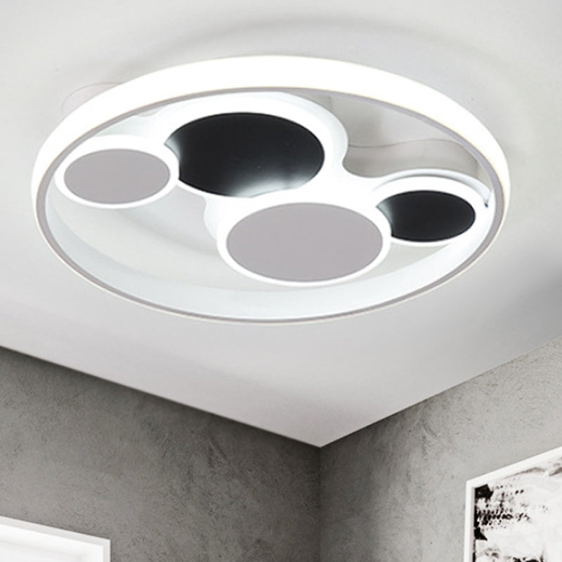 Simple Circle Flush Mount Lighting Metal LED Living Room Ceiling Light Fixture in White/Warm Light, 16.5"/19.5" Wide Clearhalo 'Ceiling Lights' 'Close To Ceiling Lights' 'Close to ceiling' 'Flush mount' Lighting' 241842