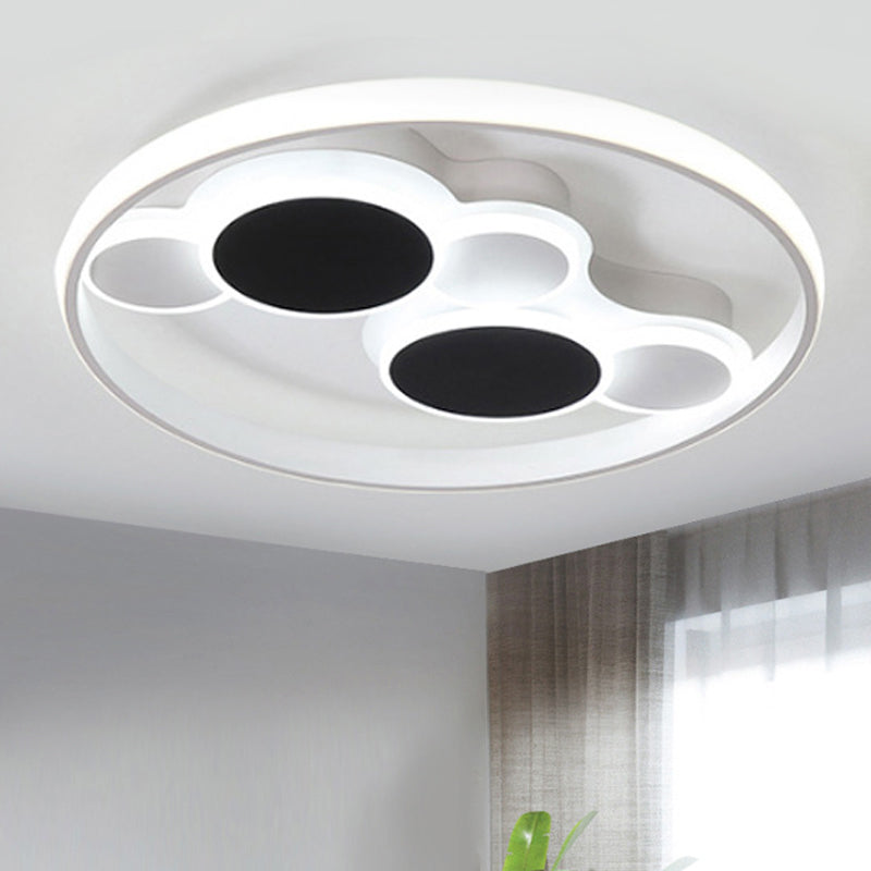 Simple Circle Flush Mount Lighting Metal LED Living Room Ceiling Light Fixture in White/Warm Light, 16.5"/19.5" Wide White 19.5" White Clearhalo 'Ceiling Lights' 'Close To Ceiling Lights' 'Close to ceiling' 'Flush mount' Lighting' 241843
