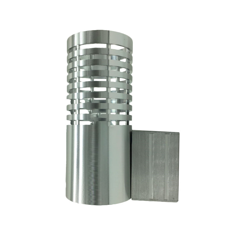 Cylinder Metallic Wall Lighting Modern LED Chrome Wall Mounted Lamp with Hollow Design in Warm/White Lighting Clearhalo 'Cast Iron' 'Glass' 'Industrial' 'Modern wall lights' 'Modern' 'Tiffany' 'Traditional wall lights' 'Wall Lamps & Sconces' 'Wall Lights' Lighting' 241860