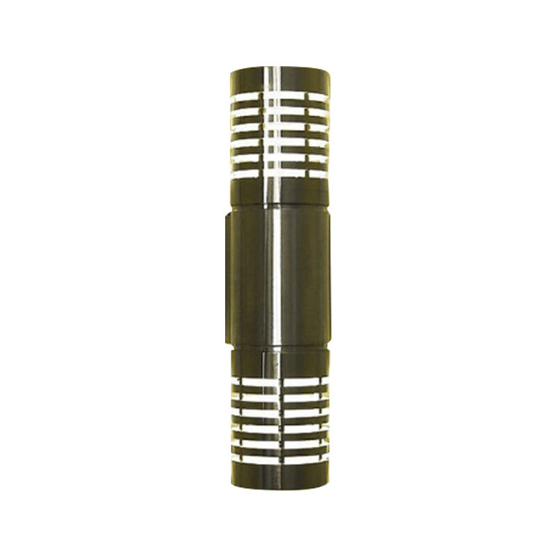 Cylinder Metallic Wall Lighting Modern LED Chrome Wall Mounted Lamp with Hollow Design in Warm/White Lighting Clearhalo 'Cast Iron' 'Glass' 'Industrial' 'Modern wall lights' 'Modern' 'Tiffany' 'Traditional wall lights' 'Wall Lamps & Sconces' 'Wall Lights' Lighting' 241864