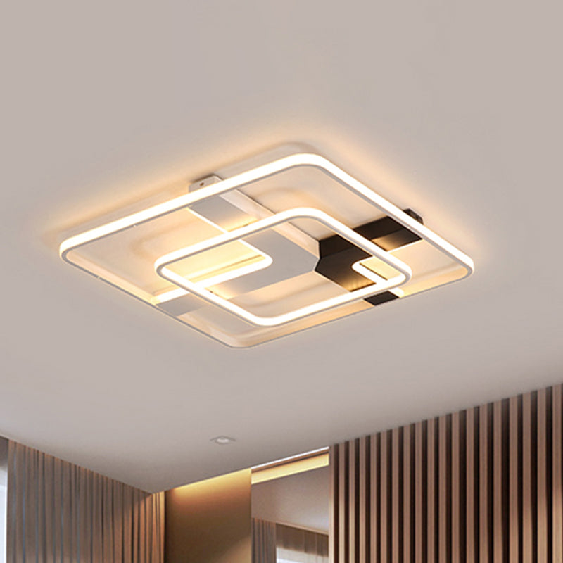 19.5"/23.5" Wide Acrylic Square Flushmount Simplicity LED White Flush Mount Ceiling Lamp in Warm/White Light White 19.5" Clearhalo 'Ceiling Lights' 'Close To Ceiling Lights' 'Close to ceiling' 'Flush mount' Lighting' 242029