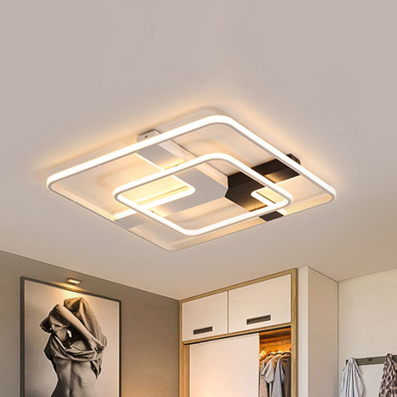 19.5"/23.5" Wide Acrylic Square Flushmount Simplicity LED White Flush Mount Ceiling Lamp in Warm/White Light White 23.5" Clearhalo 'Ceiling Lights' 'Close To Ceiling Lights' 'Close to ceiling' 'Flush mount' Lighting' 242030