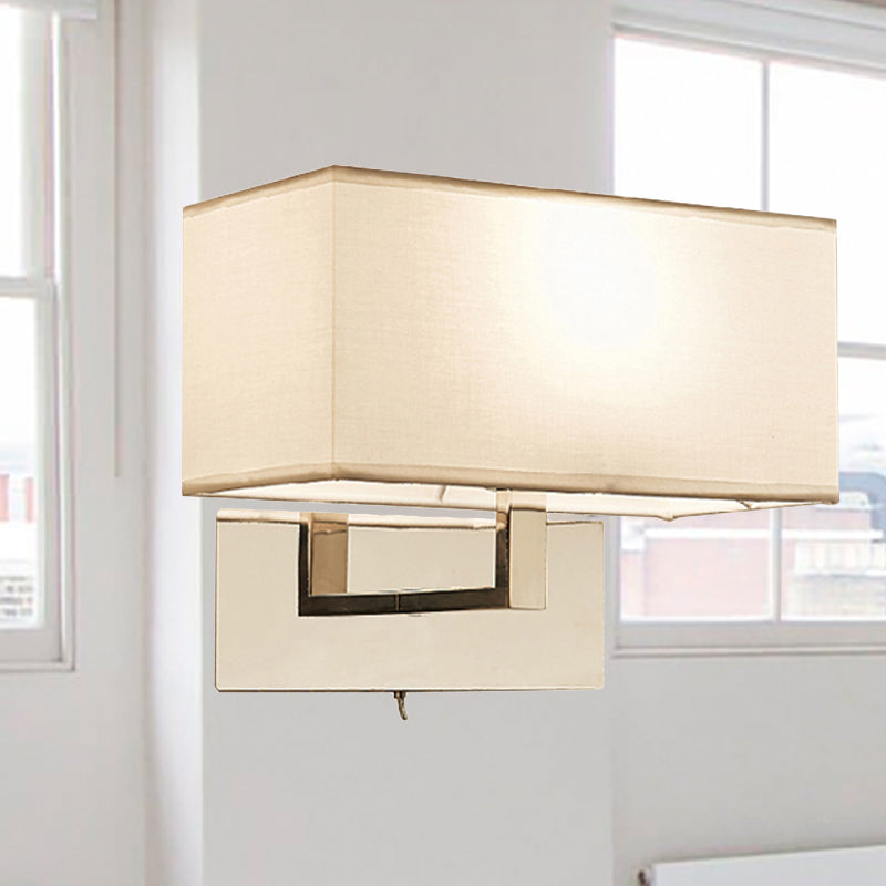 White Rectangle Wall Sconce Lighting Modernism Fabric LED Wall Mount Light for Bedroom White Clearhalo 'Modern wall lights' 'Modern' 'Wall Lamps & Sconces' 'Wall Lights' Lighting' 242136