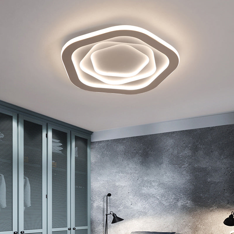 White Pentagonal LED Flush Light Minimalism Acrylic Ceiling Mount Lighting for Bedroom Clearhalo 'Ceiling Lights' 'Close To Ceiling Lights' 'Close to ceiling' 'Flush mount' Lighting' 2422695