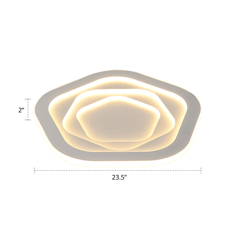 White Pentagonal LED Flush Light Minimalism Acrylic Ceiling Mount Lighting for Bedroom White 23.5" Third Gear Clearhalo 'Ceiling Lights' 'Close To Ceiling Lights' 'Close to ceiling' 'Flush mount' Lighting' 2422700