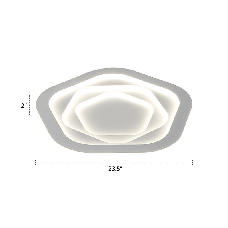 White Pentagonal LED Flush Light Minimalism Acrylic Ceiling Mount Lighting for Bedroom White 23.5" Remote Control Stepless Dimming Clearhalo 'Ceiling Lights' 'Close To Ceiling Lights' 'Close to ceiling' 'Flush mount' Lighting' 2422701