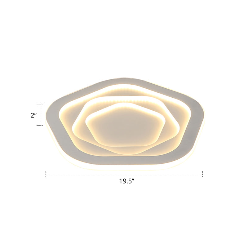 White Pentagonal LED Flush Light Minimalism Acrylic Ceiling Mount Lighting for Bedroom White 19.5" Third Gear Clearhalo 'Ceiling Lights' 'Close To Ceiling Lights' 'Close to ceiling' 'Flush mount' Lighting' 2422704