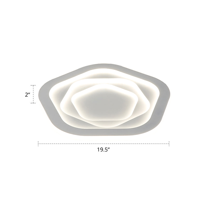 White Pentagonal LED Flush Light Minimalism Acrylic Ceiling Mount Lighting for Bedroom White 19.5" Remote Control Stepless Dimming Clearhalo 'Ceiling Lights' 'Close To Ceiling Lights' 'Close to ceiling' 'Flush mount' Lighting' 2422705