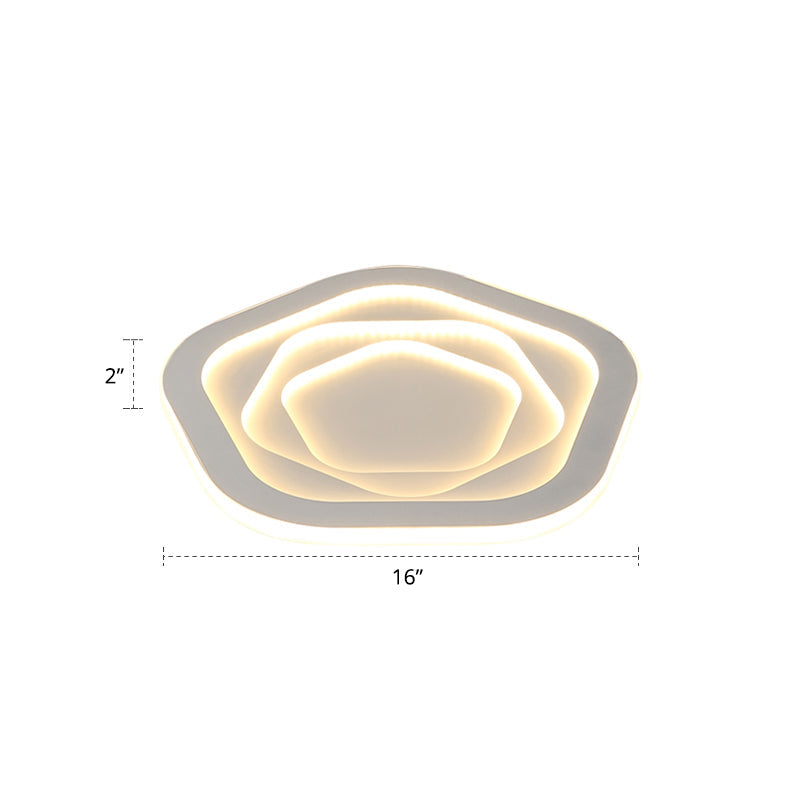 White Pentagonal LED Flush Light Minimalism Acrylic Ceiling Mount Lighting for Bedroom White 16" Third Gear Clearhalo 'Ceiling Lights' 'Close To Ceiling Lights' 'Close to ceiling' 'Flush mount' Lighting' 2422708