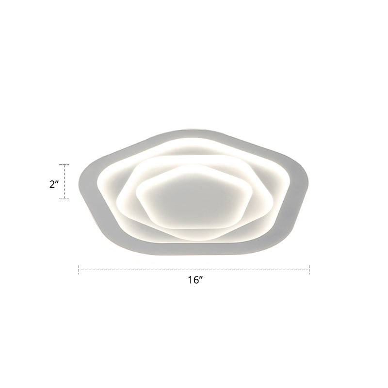 White Pentagonal LED Flush Light Minimalism Acrylic Ceiling Mount Lighting for Bedroom White 16" Remote Control Stepless Dimming Clearhalo 'Ceiling Lights' 'Close To Ceiling Lights' 'Close to ceiling' 'Flush mount' Lighting' 2422709