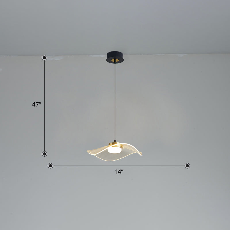 Ruffled LED Pendulum Light Simplicity Acrylic Clear Hanging Light for Dining Room Clear 14" Warm Clearhalo 'Ceiling Lights' 'Modern Pendants' 'Modern' 'Pendant Lights' 'Pendants' Lighting' 2422727