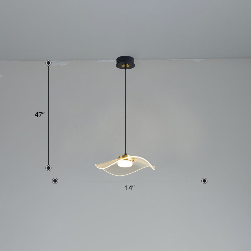 Ruffled LED Pendulum Light Simplicity Acrylic Clear Hanging Light for Dining Room Clear 14" Third Gear Clearhalo 'Ceiling Lights' 'Modern Pendants' 'Modern' 'Pendant Lights' 'Pendants' Lighting' 2422728