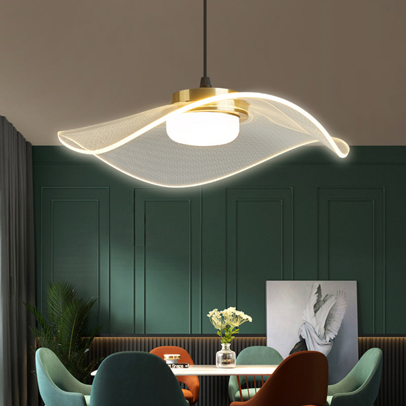 Ruffled LED Pendulum Light Simplicity Acrylic Clear Hanging Light for Dining Room Clearhalo 'Ceiling Lights' 'Modern Pendants' 'Modern' 'Pendant Lights' 'Pendants' Lighting' 2422729