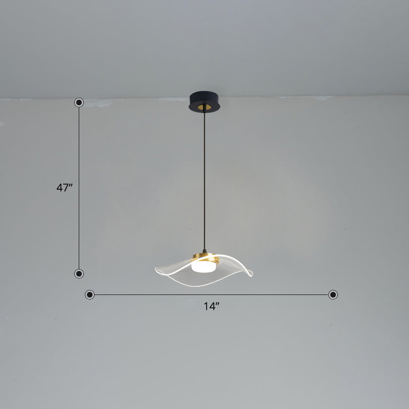 Ruffled LED Pendulum Light Simplicity Acrylic Clear Hanging Light for Dining Room Clear 14" White Clearhalo 'Ceiling Lights' 'Modern Pendants' 'Modern' 'Pendant Lights' 'Pendants' Lighting' 2422730