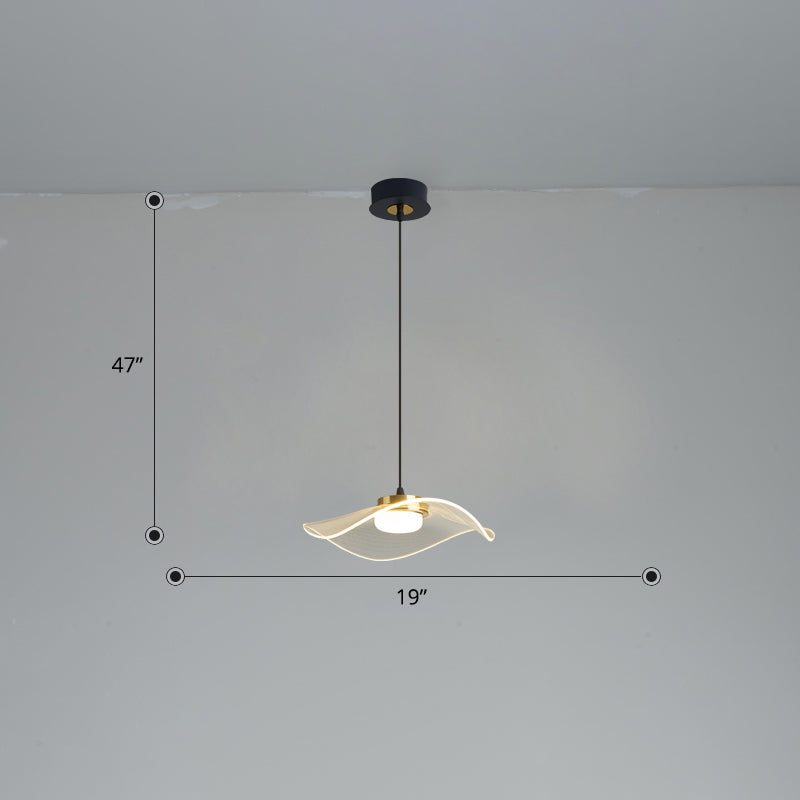 Ruffled LED Pendulum Light Simplicity Acrylic Clear Hanging Light for Dining Room Clear 19" Warm Clearhalo 'Ceiling Lights' 'Modern Pendants' 'Modern' 'Pendant Lights' 'Pendants' Lighting' 2422732
