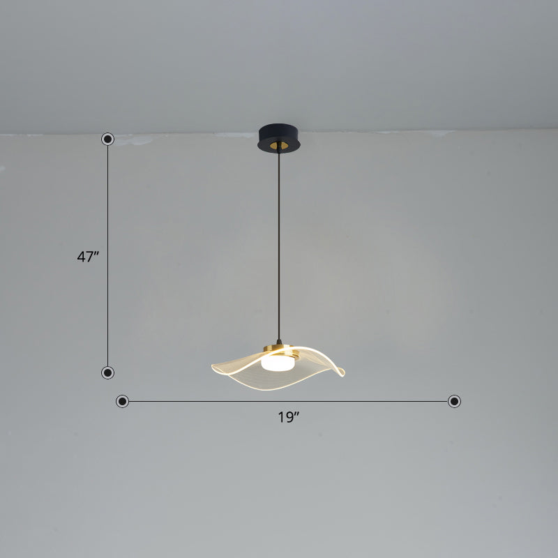 Ruffled LED Pendulum Light Simplicity Acrylic Clear Hanging Light for Dining Room Clear 19" Third Gear Clearhalo 'Ceiling Lights' 'Modern Pendants' 'Modern' 'Pendant Lights' 'Pendants' Lighting' 2422734