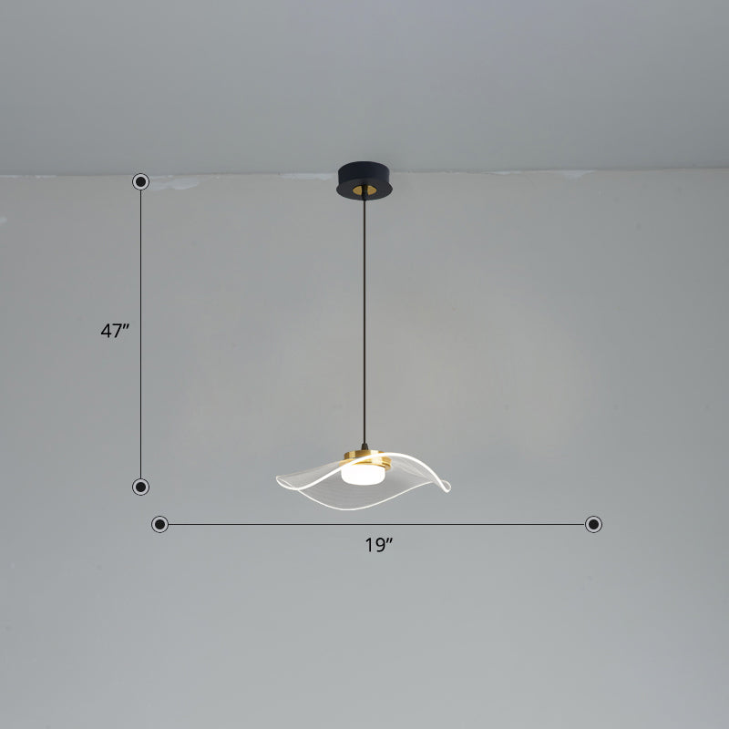 Ruffled LED Pendulum Light Simplicity Acrylic Clear Hanging Light for Dining Room Clear 19" White Clearhalo 'Ceiling Lights' 'Modern Pendants' 'Modern' 'Pendant Lights' 'Pendants' Lighting' 2422736
