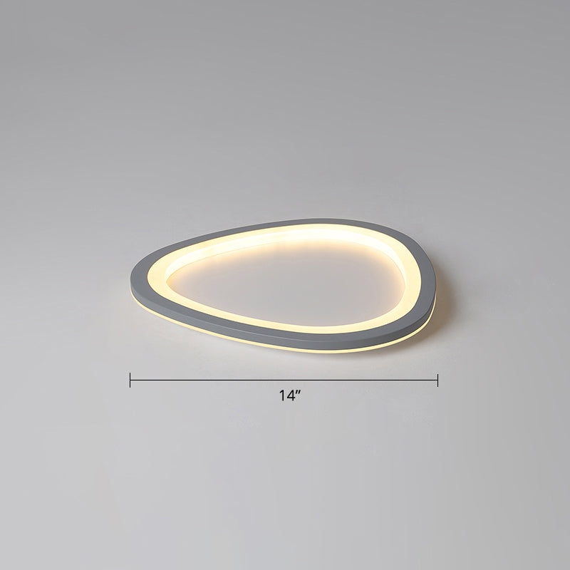 Dark Grey Droplet Shaped Flushmount Nordic Acrylic LED Ultrathin Ceiling Flush Light Dark Gray 14" Clearhalo 'Ceiling Lights' 'Close To Ceiling Lights' 'Close to ceiling' 'Flush mount' Lighting' 2422755