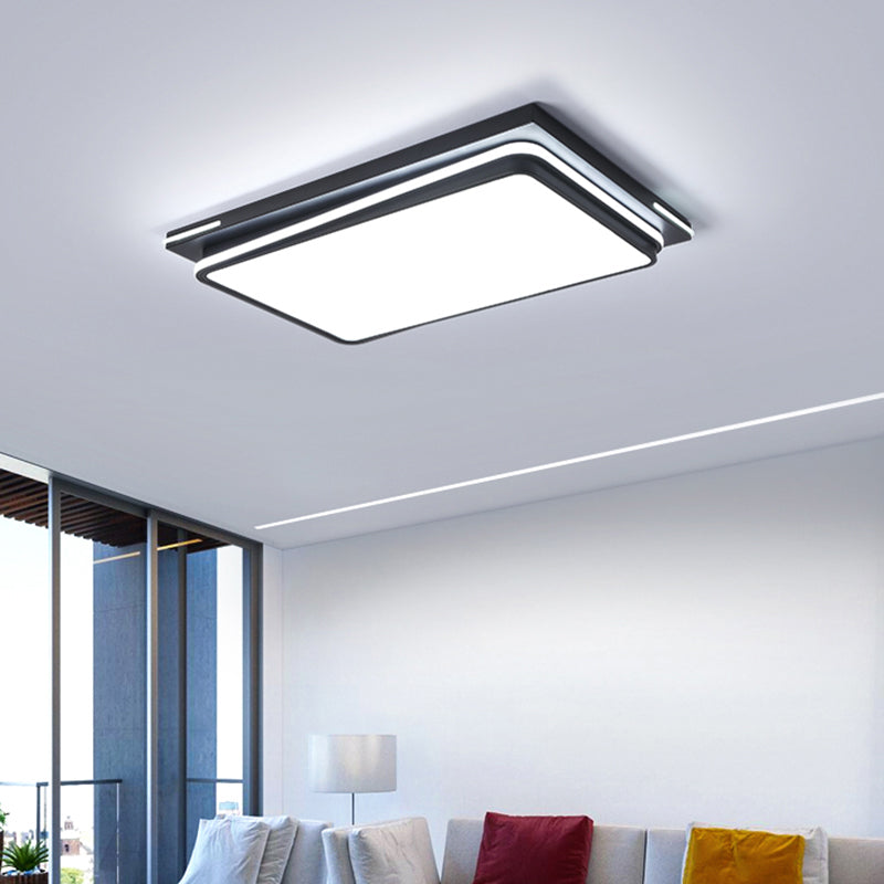 Quad Shaped Ceiling Flush Light Fixture Modern Acrylic Living Room Flush Mount in Black Black 33.5" White Clearhalo 'Ceiling Lights' 'Close To Ceiling Lights' 'Close to ceiling' 'Flush mount' Lighting' 2422761