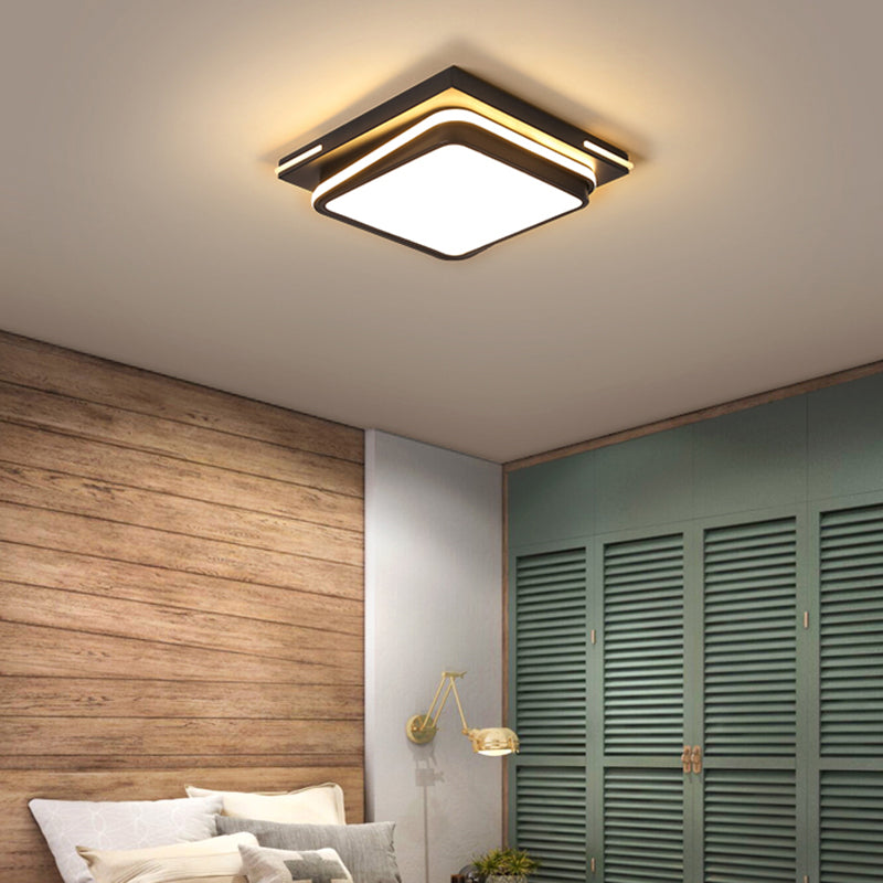 Quad Shaped Ceiling Flush Light Fixture Modern Acrylic Living Room Flush Mount in Black Black 16.5" Clearhalo 'Ceiling Lights' 'Close To Ceiling Lights' 'Close to ceiling' 'Flush mount' Lighting' 2422764