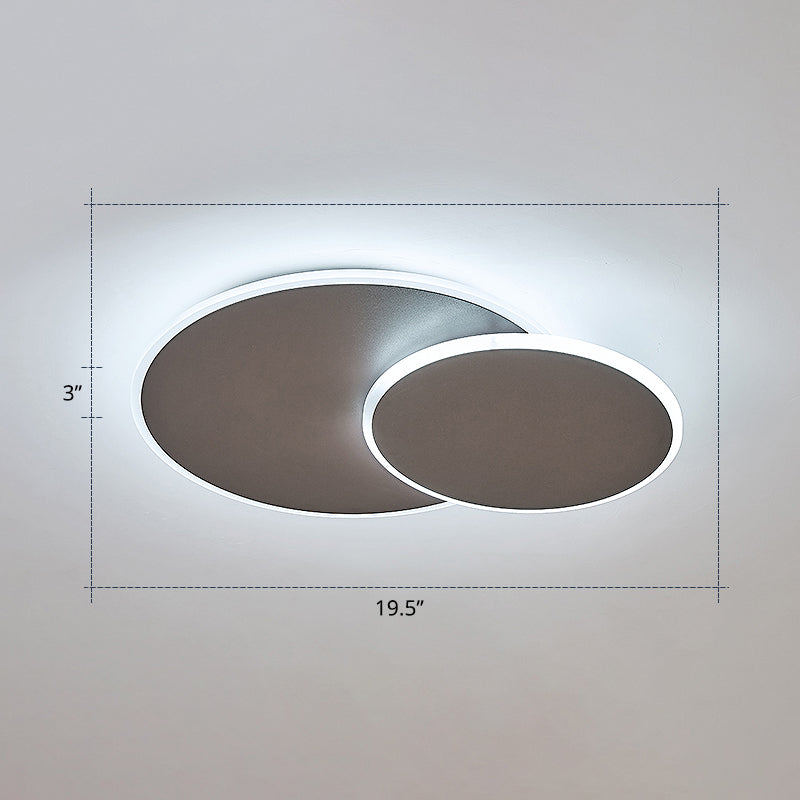 Dual Round Flushmount Lighting Minimalist Metal Surface Mounted Led Ceiling Light for Bedroom Coffee 19.5" White Clearhalo 'Ceiling Lights' 'Close To Ceiling Lights' 'Close to ceiling' 'Flush mount' Lighting' 2422865